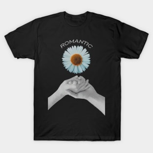 Design of hands holding together with flowers on top T-Shirt